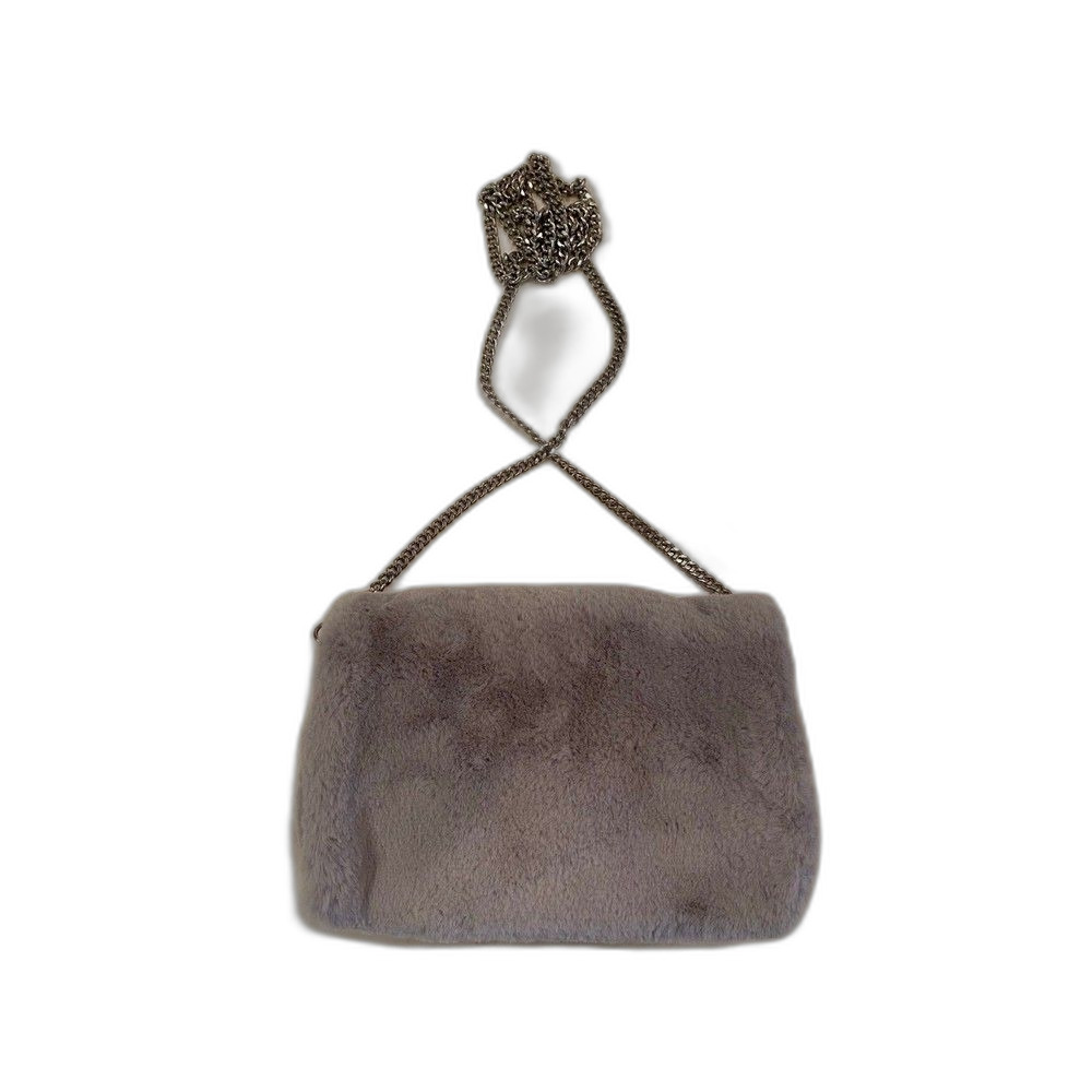 Fur Bag Fuzzy Gray Crossbody Purse With‎ Chain Strap  a Fun & Unique Bag